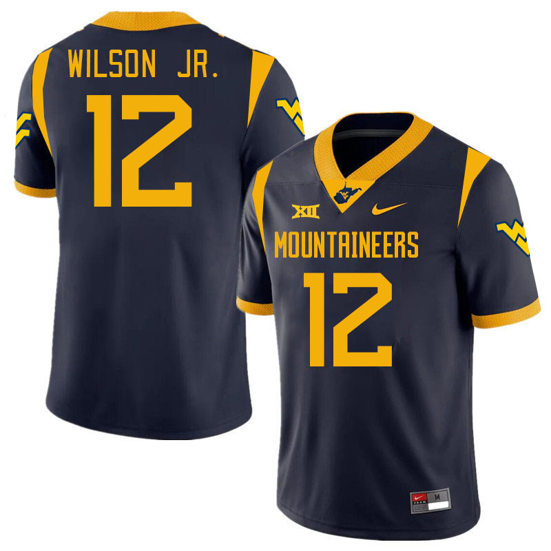 #12 Anthony Wilson Jr. West Virginia Mountaineers College 2024 New Uniforms Football Jerseys Stitched Sale-Navy